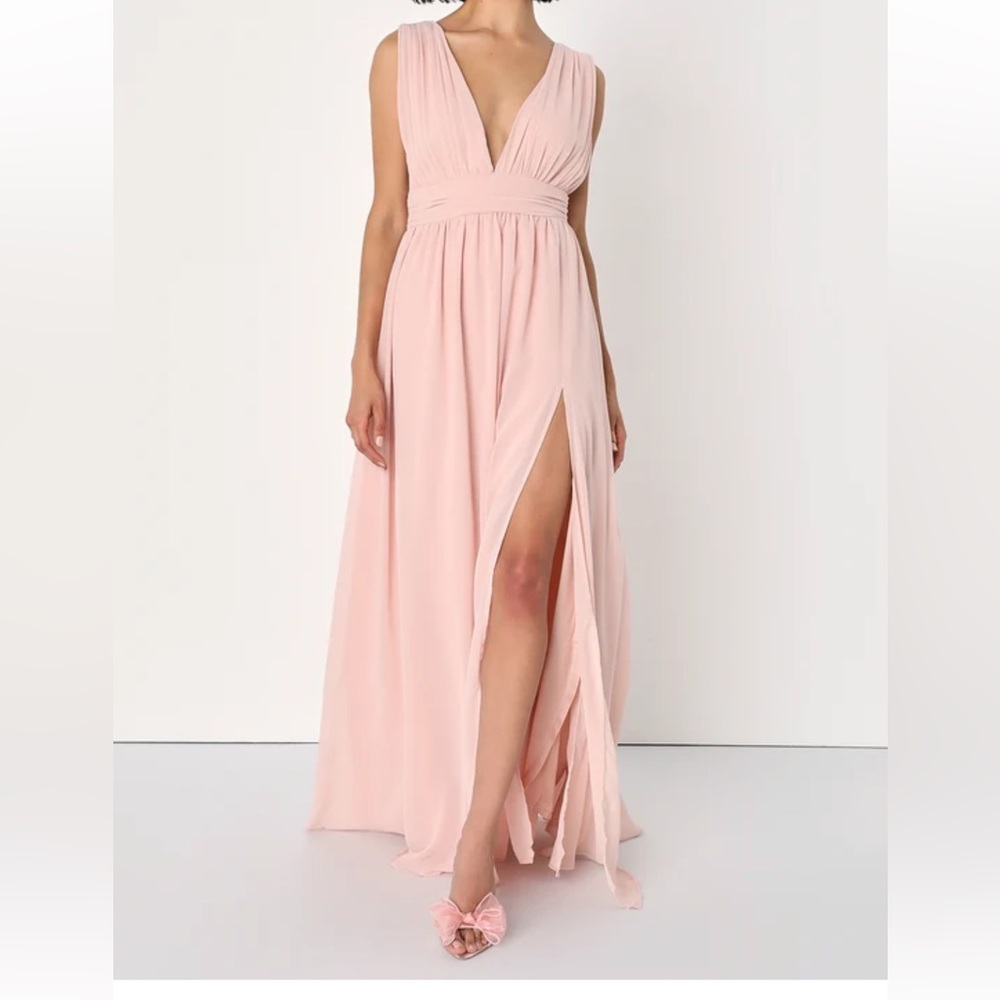 Lulu’s Heavenly Hues Blush Maxi Dress Medium